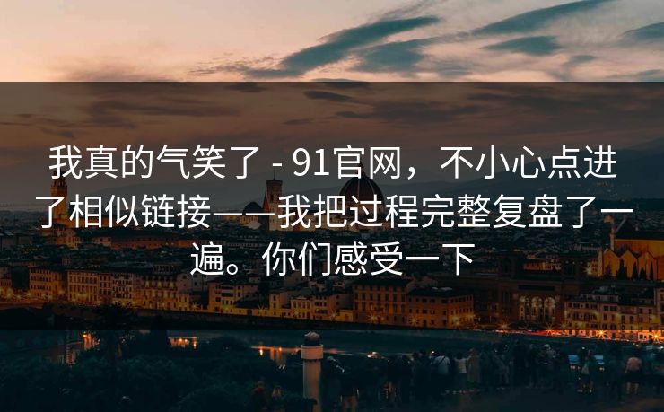 我真的气笑了 - 91官网，不小心点进了相似链接——我把过程完整复盘了一遍。你们感受一下
