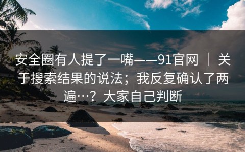 安全圈有人提了一嘴——91官网 ｜ 关于搜索结果的说法；我反复确认了两遍…？大家自己判断
